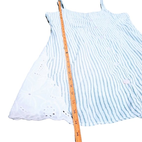ZARA TRAFALUC Mini Dress, Blue White Striped 100% Cotton Lace Casual Boho, M - Picture 10 of 14